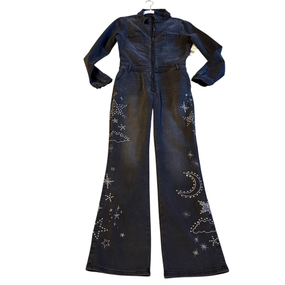 Driftwood Astral washed black denim jumpsuit Sz M. Boho, Grunge, Bikercore